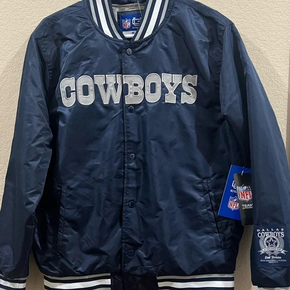NWT Dallas cowboy jacket ultra game quilt line full snap navy blue medium